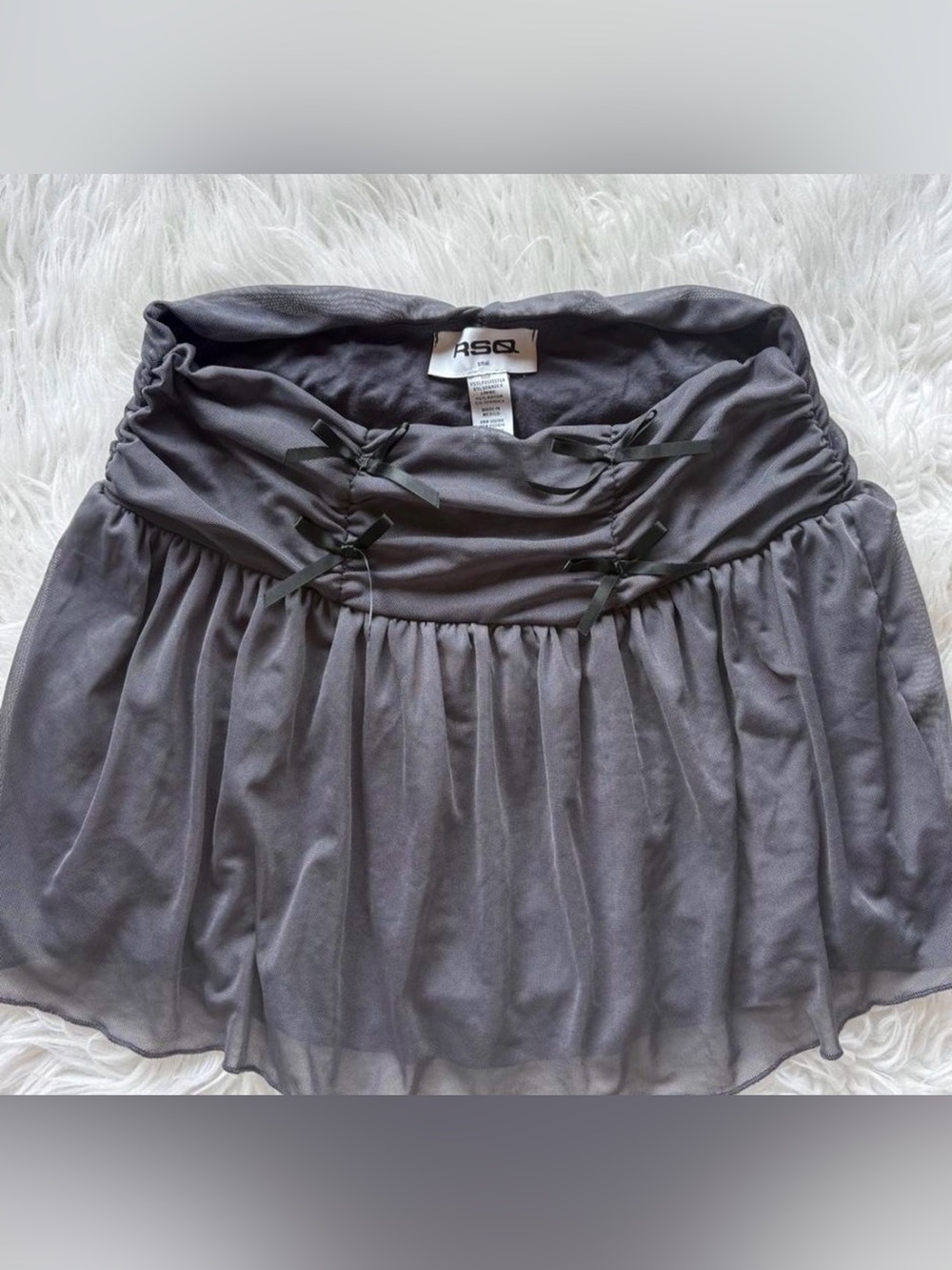 RSQ Charcoal Gray Tiered Skirt with Ribbon Detail S